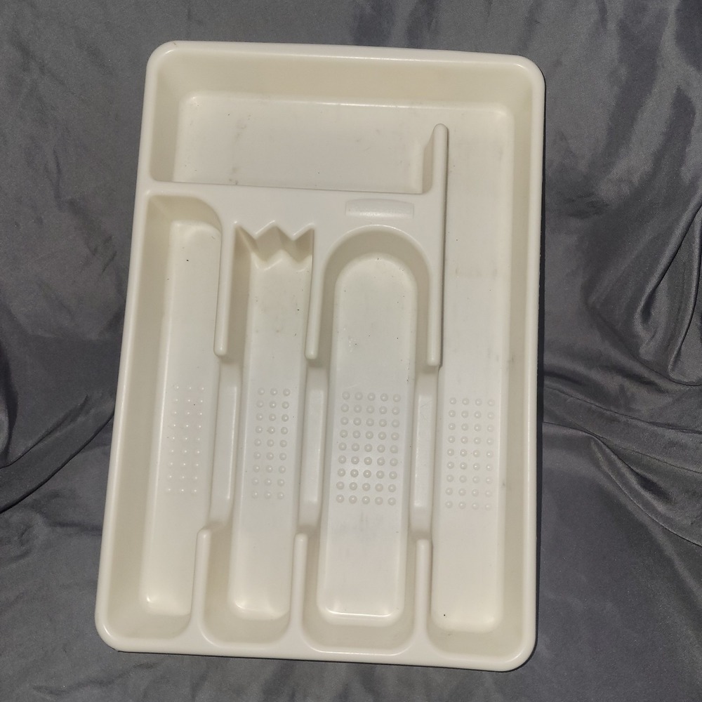 VINTAGE Rubbermaid 5 Slot Silverware Flatware Organizer Tray Almond #2919